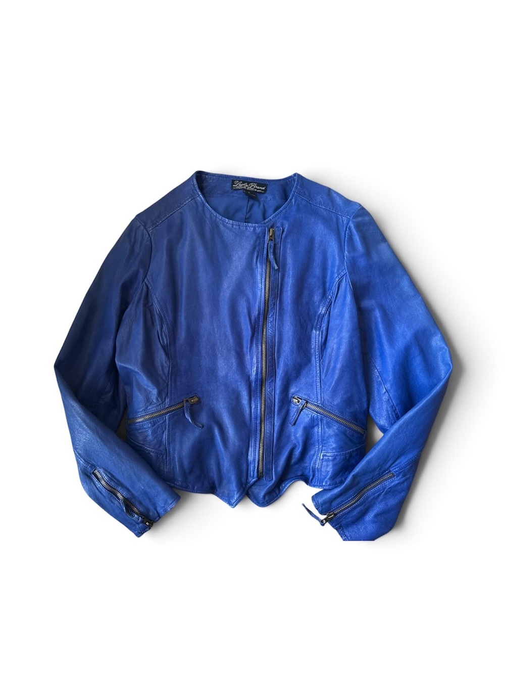 Lucky Brand Royal Blue Leather Zip Jacket